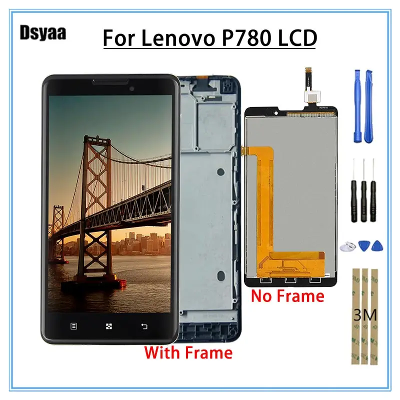 5 0-дюймовый дисплей для LENOVO P780 LCD сенсорный экран дигитайзер Замена с рамкой без