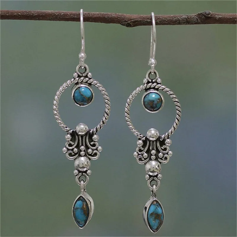 Fashion Bohemian Silver Geometry Stones Moonstone Drop Earrings For Women Round Red Blue Opal Earrings Female Zircon Jewelry
Fashion Bohemian Silver Geometry Stones Moonstone Drop Earrings For Women Round Red Blue Opal Earrings Female Zircon Jewelry