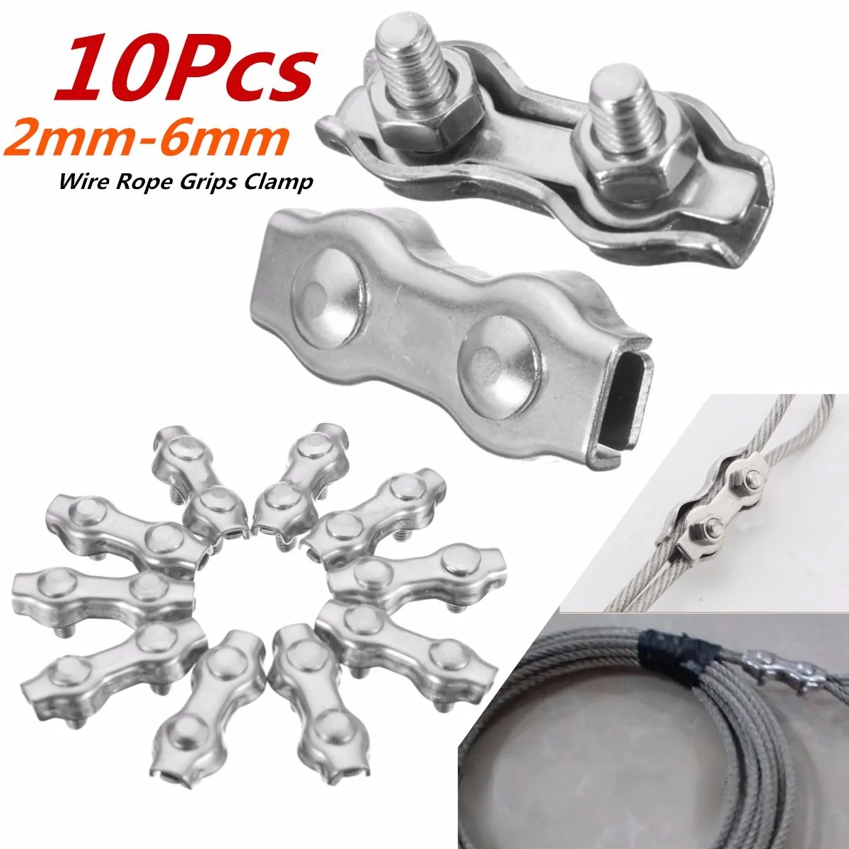 10Pcs M2 M3 M4 M5 M6 Double Clamps Buckle Stainless Steel Duplex Clip Wire Cable Rope Grips Clamps Caliper 2mm-6mm 
10Pcs M2 M3 M4 M5 M6 Double Clamps Buckle Stainless Steel Duplex Clip Wire Cable Rope Grips Clamps Caliper 2mm-6mm