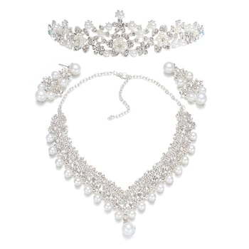 Bridal Tiara Neckalce Earrings Glamorous Rhinestone Pearl Fashion Elegant Jewelry Set for Engagement Party Bridal Shower Wedding
Bridal Tiara Neckalce Earrings Glamorous Rhinestone Pearl Fashion Elegant Jewelry Set for Engagement Party Bridal Shower Wedding
