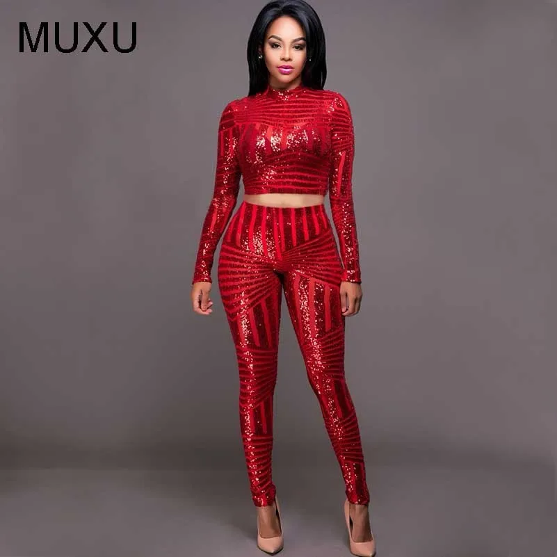 red sequin glitter sexy bodycon women cropped two piece set top and pants black suit winter party club sparkly womens clothing
red sequin glitter sexy bodycon women cropped two piece set top and pants black suit winter party club sparkly womens clothing