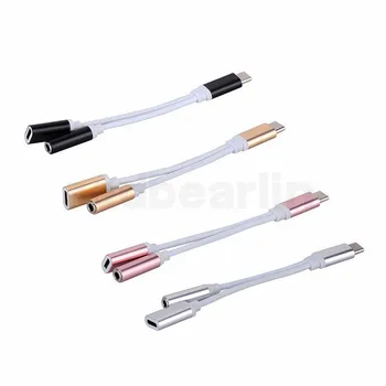 500pcs 2 in 1 Type C Audio Charging Adapter USB C Audio Cable to Type-C 3.5mm Jack Earphone Adaptater for Moto z Letv
500pcs 2 in 1 Type C Audio Charging Adapter USB C Audio Cable to Type-C 3.5mm Jack Earphone Adaptater for Moto z Letv