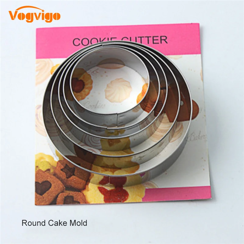 

VOGVIGO 5pcs / Set Stainless Steel Round Mousse Ring Mold DIY Mousse Cake Decoration Molds Bakery Biscuit Tools