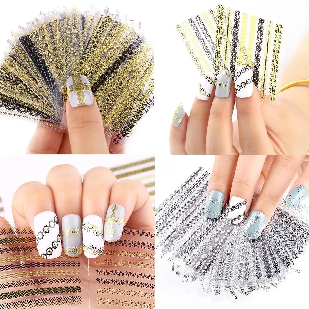 24 Sheet 3D Printed Bronzing Nail Art Sticker Silver Black, Gold Black Set Stickers Stickers
24 Sheet 3D Printed Bronzing Nail Art Sticker Silver Black, Gold Black Set Stickers Stickers