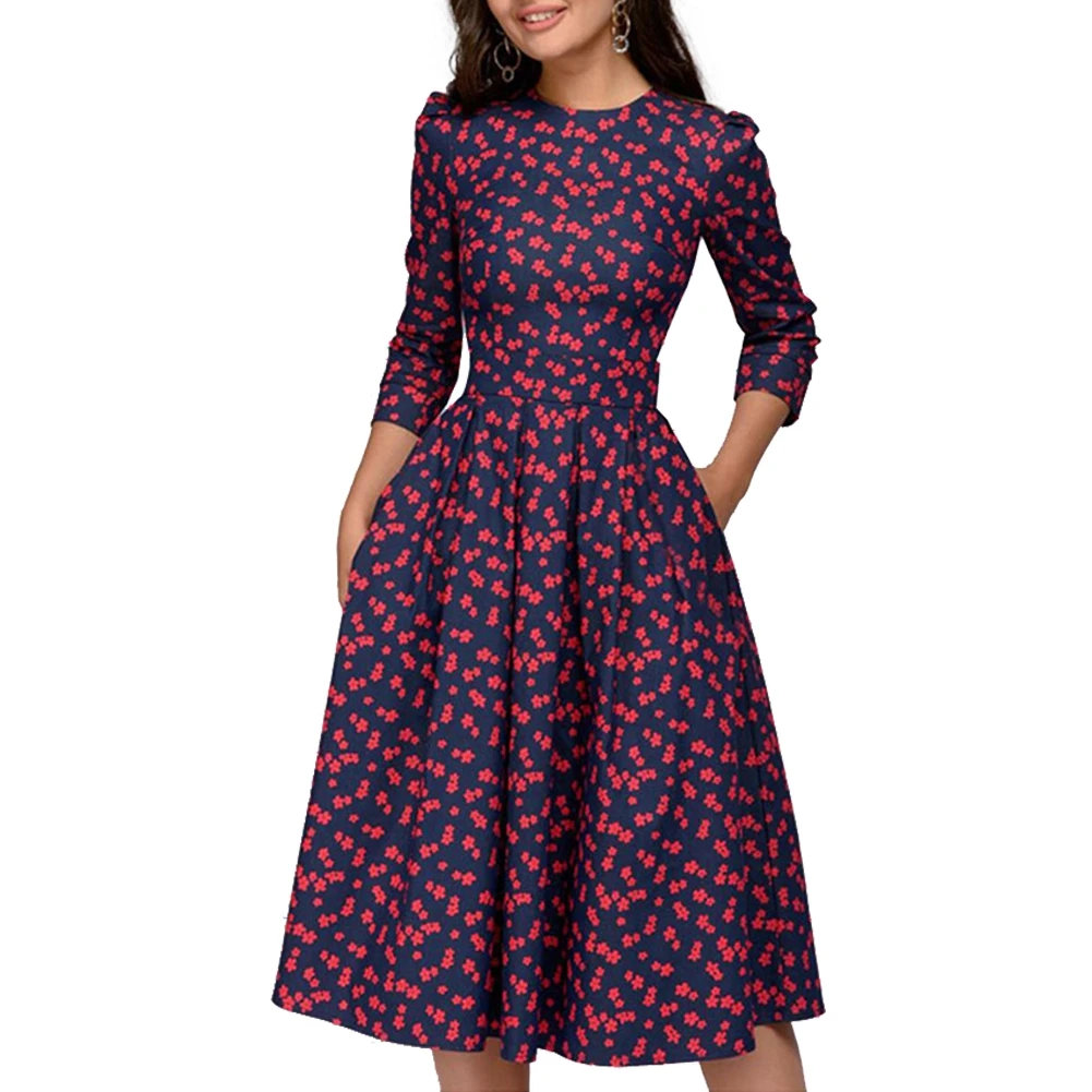 Fashion Women Spring Summer Casual A-Line Dress Casual Print Vintage Dress Elegant Three Quarter Sleeve Dress for Party vestido
Fashion Women Spring Summer Casual A-Line Dress Casual Print Vintage Dress Elegant Three Quarter Sleeve Dress for Party vestido