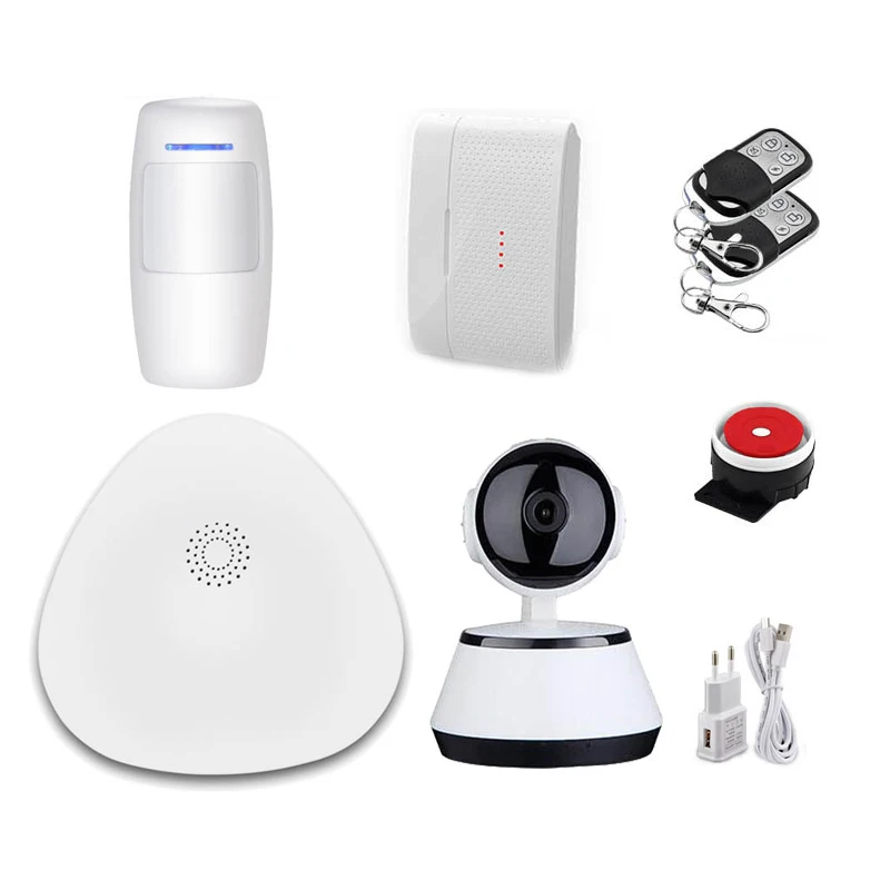 Smart Home 2.4G WIFI Wireless Alarm System Alarm Sirens Sensor Smart Controller + 720P IP Camera Monitor Security System Kits
Smart Home 2.4G WIFI Wireless Alarm System Alarm Sirens Sensor Smart Controller + 720P IP Camera Monitor Security System Kits