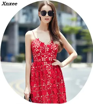 Sexy lace party dress women hollow out sexy temperament A-line dresses sling backless elegant vestidos Beach Dress women's cloth
Sexy lace party dress women hollow out sexy temperament A-line dresses sling backless elegant vestidos Beach Dress women's cloth