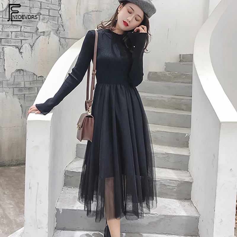 Gauze dress New Hot Sales Women Faux Two Piece Dress Patchwork Mesh Sheer Gray Black Pink Cute Sweet Knit Sweater Dress J926
Gauze dress New Hot Sales Women Faux Two Piece Dress Patchwork Mesh Sheer Gray Black Pink Cute Sweet Knit Sweater Dress J926