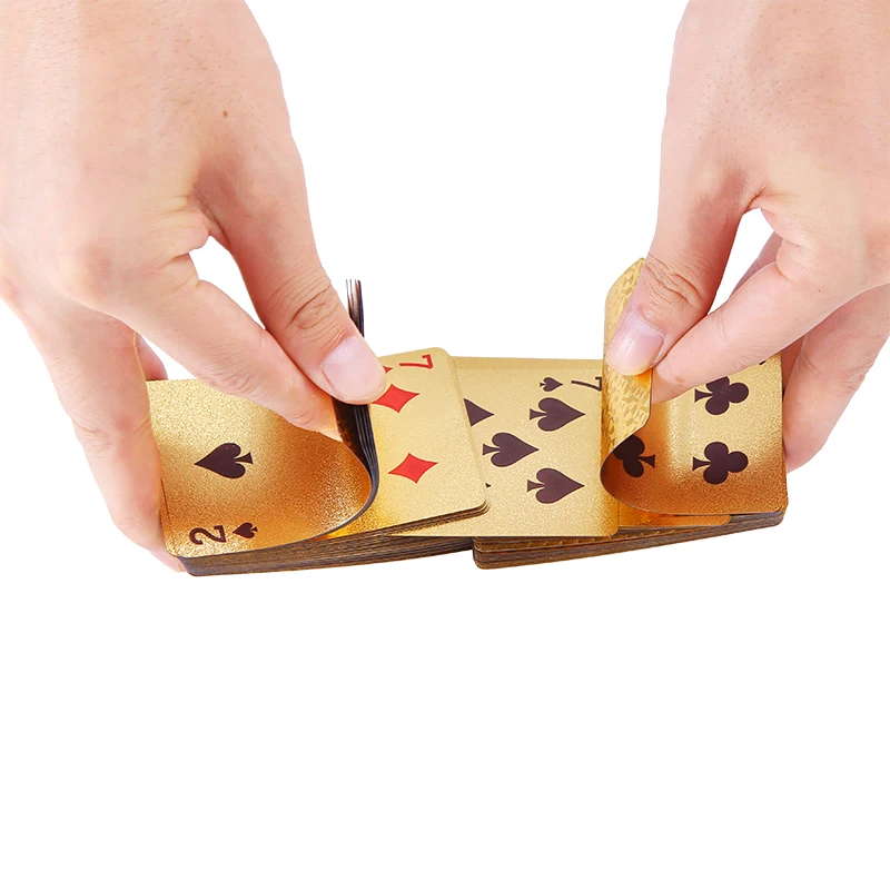 Золотые игральные карты покер игра палуба Золотая фольга набор пластиковые