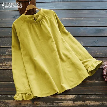 Plus Size Fashion Women's Linen Blouse 2020 ZANZEA Long Ruffle Sleeve Shirts Female Hollow Casual Chemise Tunic Top Blusas S-5XL
Plus Size Fashion Women's Linen Blouse 2020 ZANZEA Long Ruffle Sleeve Shirts Female Hollow Casual Chemise Tunic Top Blusas S-5XL