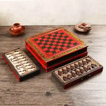 Retro Wooden Chinese Terracotta Chess Board Kit Resin Carving Chessmen Checkers Entertainment Games Premium Gifts Chess
Retro Wooden Chinese Terracotta Chess Board Kit Resin Carving Chessmen Checkers Entertainment Games Premium Gifts Chess