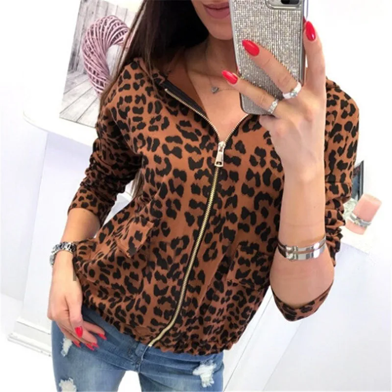 Women Leopard Print Jackets Sexy Ladies Coats Outwear Women Long Sleeve Coat Hooded Tops Zipper Jacket Hoodies Female Outerwear
Women Leopard Print Jackets Sexy Ladies Coats Outwear Women Long Sleeve Coat Hooded Tops Zipper Jacket Hoodies Female Outerwear