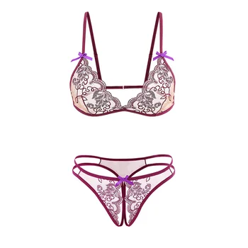 Sexy Ladies Bra Panties Set Ultra-thin Lace Embroidery Wireless Deep V Bra Erotic Women Underwear Bra Open Crotch Thong Lingerie
Sexy Ladies Bra Panties Set Ultra-thin Lace Embroidery Wireless Deep V Bra Erotic Women Underwear Bra Open Crotch Thong Lingerie