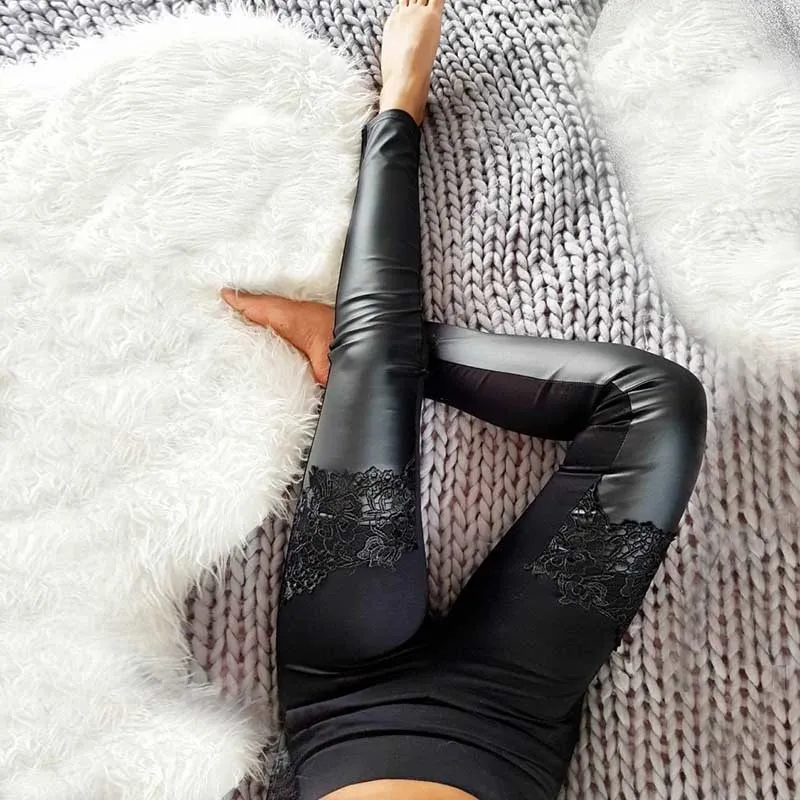 Warm Winter Leggings For Women Lace Patchwork Faux Leather Leggings Black High Waist Leggings Ladies Sexy Pencil Pants
Warm Winter Leggings For Women Lace Patchwork Faux Leather Leggings Black High Waist Leggings Ladies Sexy Pencil Pants