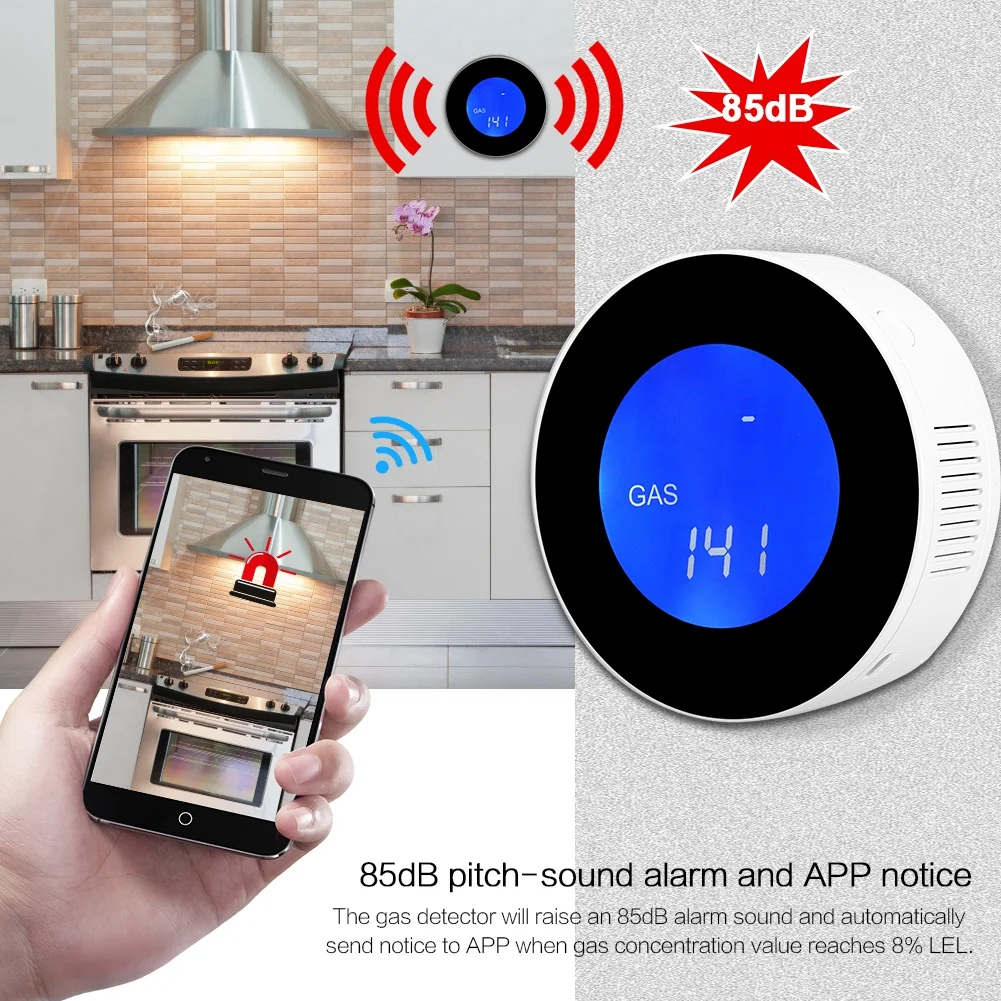 LCD Display WIFI Combustible Gas Leak Detector Household Smart Gas Alarm Sensor High Qualitty
LCD Display WIFI Combustible Gas Leak Detector Household Smart Gas Alarm Sensor High Qualitty