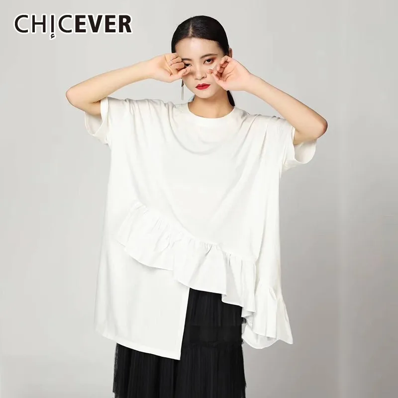 CHICEVER Summer Casual Irregular Hem Women T-shirt O Neck Short Sleeve Loose Slim Female Top Clothing 2019 Fashion New T-shirts
CHICEVER Summer Casual Irregular Hem Women T-shirt O Neck Short Sleeve Loose Slim Female Top Clothing 2019 Fashion New T-shirts