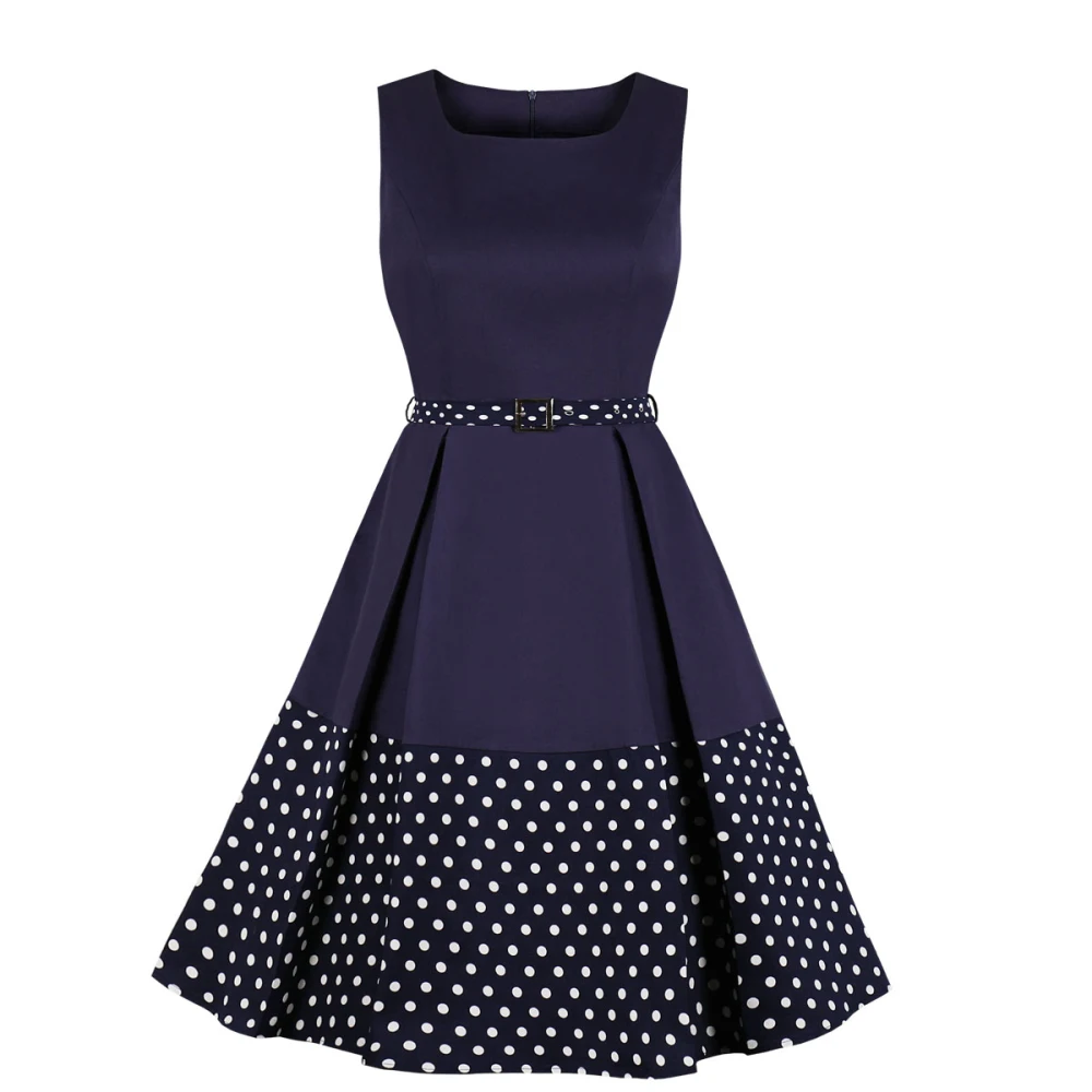 Joineles New Arrivals Round Neck Polka Dot Patchwork Belts Women Retro Dress High Waist Sleeveless Summer Vintage Dress Vestidos
Joineles New Arrivals Round Neck Polka Dot Patchwork Belts Women Retro Dress High Waist Sleeveless Summer Vintage Dress Vestidos