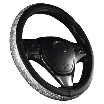 Hot Sale Fashion Unisex PU Leather Steering Wheel Cover Crystal Rhinestone Luxurious Steering Wheels Cover Black 38cm
Hot Sale Fashion Unisex PU Leather Steering Wheel Cover Crystal Rhinestone Luxurious Steering Wheels Cover Black 38cm
