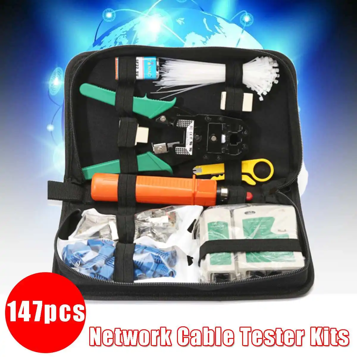 Network Ethernet Cable Tester Telephone LAN Kit Crimper Tool Set RJ45 RJ11 Cat5 Portable Durable Multi-function Networking Tools
Network Ethernet Cable Tester Telephone LAN Kit Crimper Tool Set RJ45 RJ11 Cat5 Portable Durable Multi-function Networking Tools