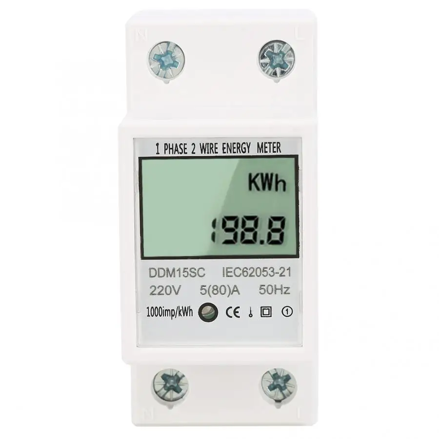 5-80A DDM15SC LCD Digital Display Single Phase DIN-Rail Electronic Energy KWh Meter 220V/230V 50/60Hz
5-80A DDM15SC LCD Digital Display Single Phase DIN-Rail Electronic Energy KWh Meter 220V/230V 50/60Hz