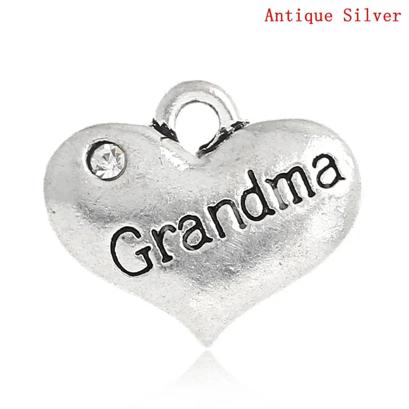 Charm Pendants Heart Antique Silver "Grandma" Message Carved Clear Rhinestone 16x14mm,20PCs (B32658)
Charm Pendants Heart Antique Silver "Grandma" Message Carved Clear Rhinestone 16x14mm,20PCs (B32658)