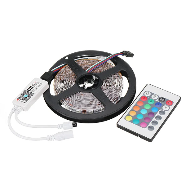 

CLAITE 5M 60W SMD5050 Non-waterproof IP20 RGB LED Strip Light + 24 KEYS WiFi Controller Works With Alexa DC12V