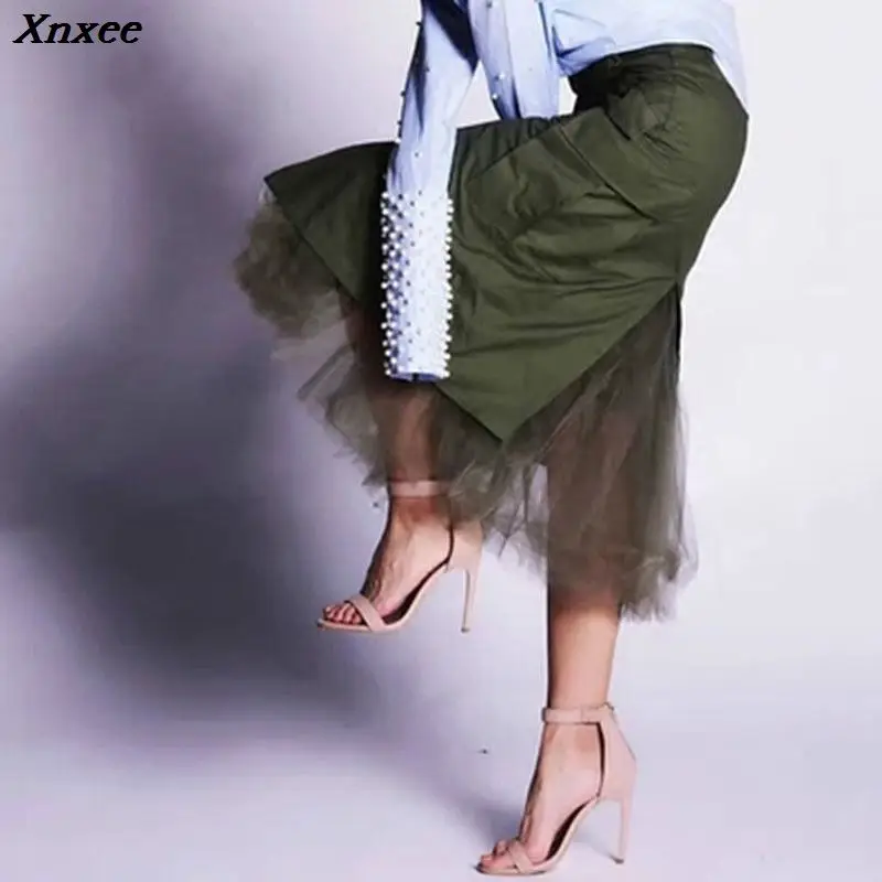 Xnxee Tulle Patchwork Skirts For Women Autumn Split High Waist Packet Hip Skirt Female Midi Long Casual Clothing Fashion
Xnxee Tulle Patchwork Skirts For Women Autumn Split High Waist Packet Hip Skirt Female Midi Long Casual Clothing Fashion