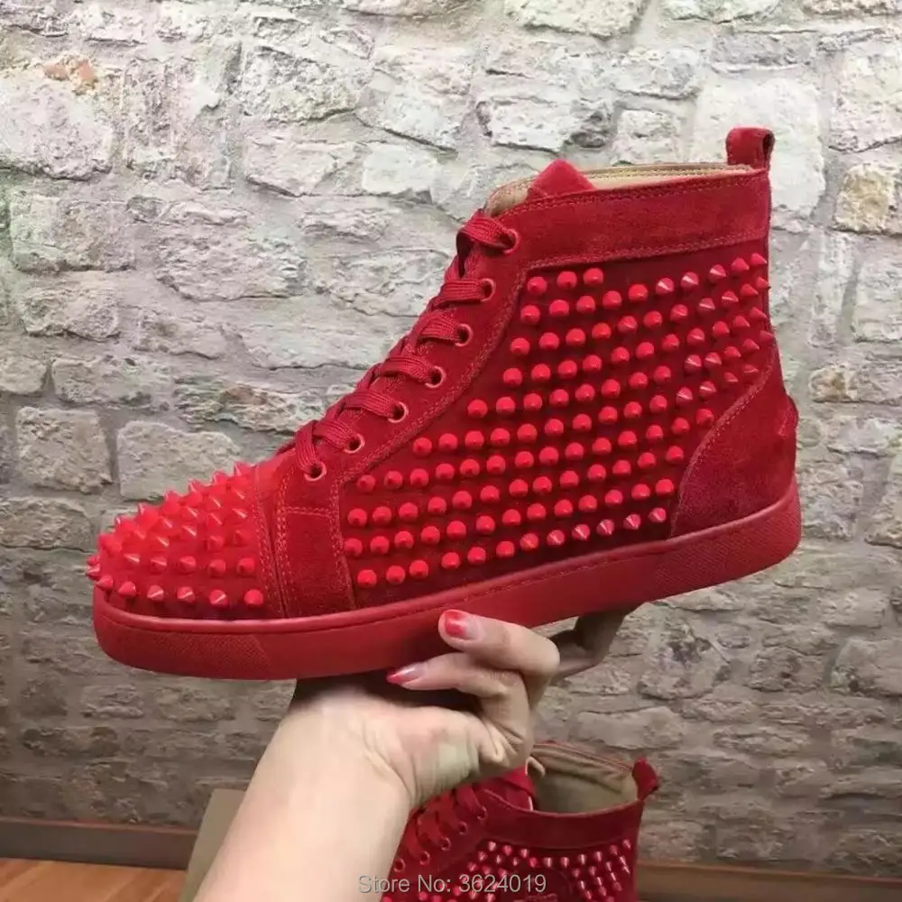 High Cut shoes cl andgz Red Suede Spikes Lace up Shoe Red bottoms for Man Sneakers Leather Loafers casual 2018 Footwear Spring
High Cut shoes cl andgz Red Suede Spikes Lace up Shoe Red bottoms for Man Sneakers Leather Loafers casual 2018 Footwear Spring