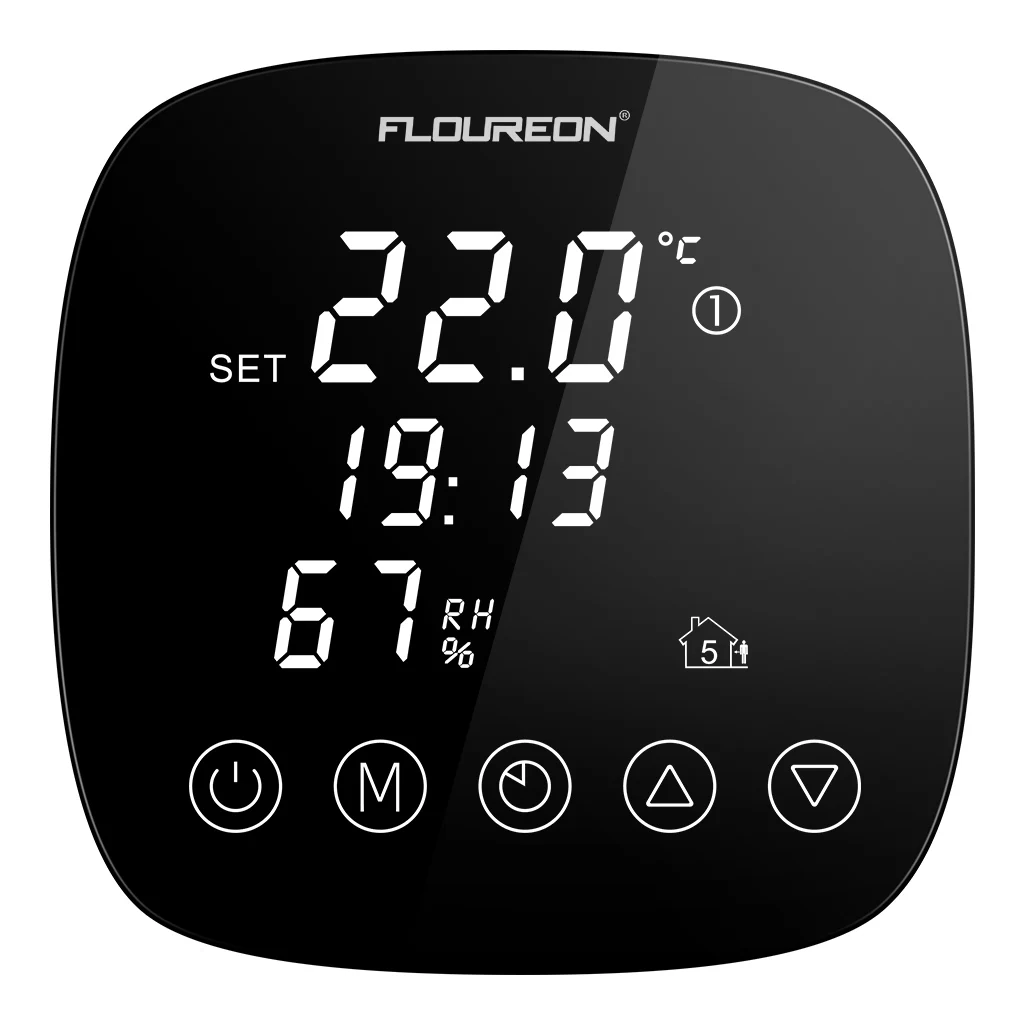 FLOUREON Digital Thermostat for Home Heating Programmable Touch Screen Accurate Temperature Control with Humidity Sensor Modern
FLOUREON Digital Thermostat for Home Heating Programmable Touch Screen Accurate Temperature Control with Humidity Sensor Modern