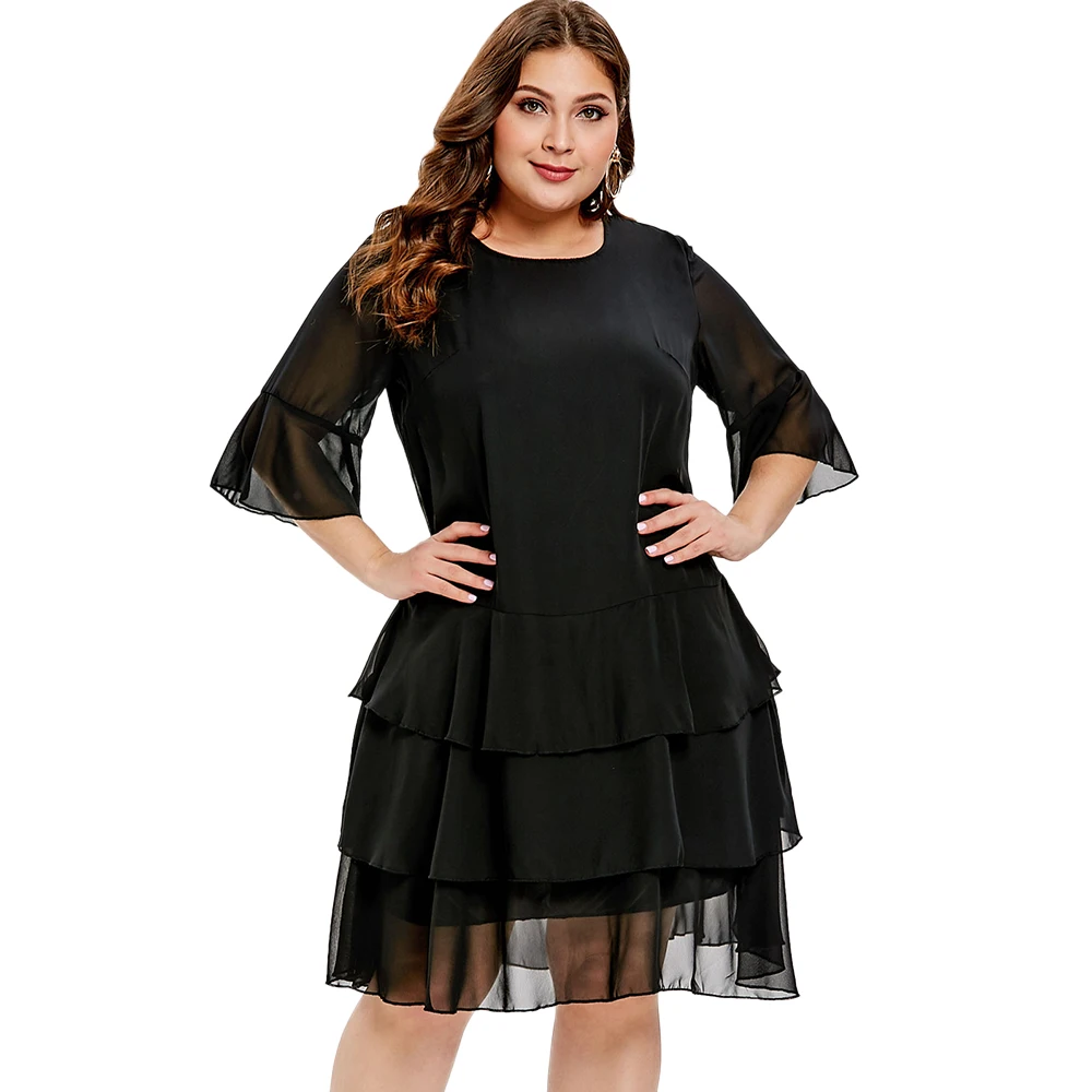 Ruffle Black Work Dresses Office Lady Mesh Evening Party ball gown Dress Plus Size Half Sleeve Women Elegant Midi Dress Vestidos
Ruffle Black Work Dresses Office Lady Mesh Evening Party ball gown Dress Plus Size Half Sleeve Women Elegant Midi Dress Vestidos