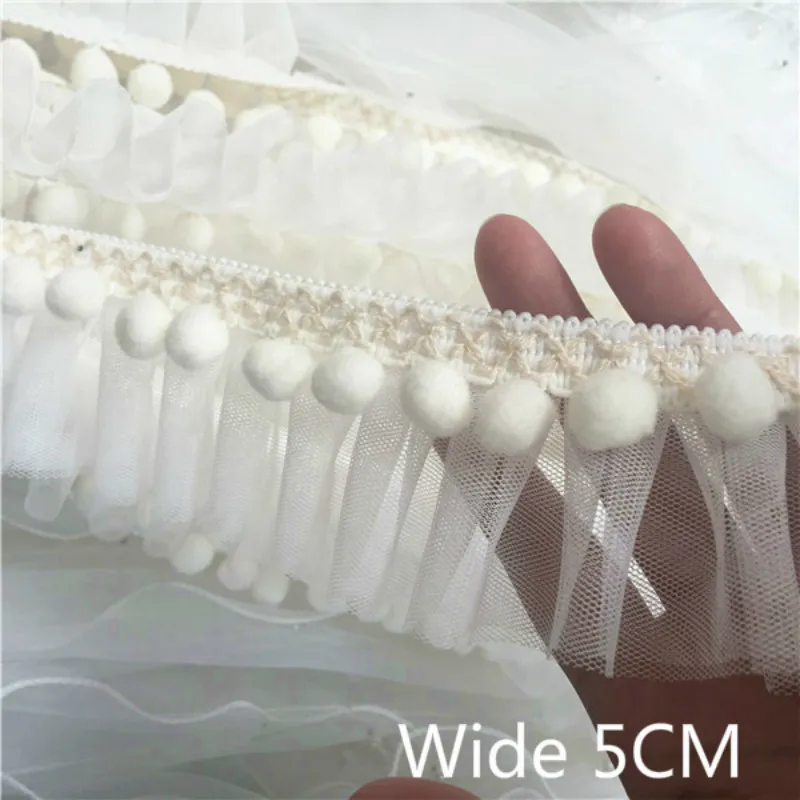 5CM Wide Pleated Mesh 3D Embroidery Lace Applique Pom Ruffle Trim Ribbon For DIY Sewing Curtains Dresses Tassel Fringe Decor
5CM Wide Pleated Mesh 3D Embroidery Lace Applique Pom Ruffle Trim Ribbon For DIY Sewing Curtains Dresses Tassel Fringe Decor