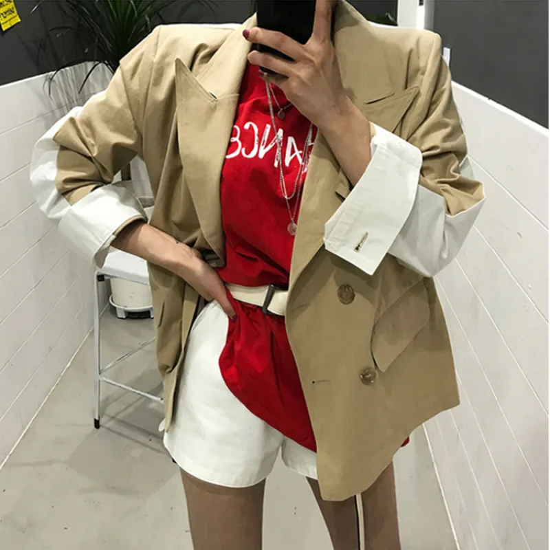 DEAT 2020 new spring fashion women clothing korean turn-down collar full sleeves patchowork wide female jacket WD79004L
DEAT 2020 new spring fashion women clothing korean turn-down collar full sleeves patchowork wide female jacket WD79004L