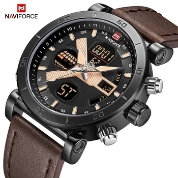 NAVIFORCE Top Brand Men's Military Sports Watches Leather Strap Waterproof Dual Time LED Digital Quartz Wrist Watch Clock Male
NAVIFORCE Top Brand Men's Military Sports Watches Leather Strap Waterproof Dual Time LED Digital Quartz Wrist Watch Clock Male