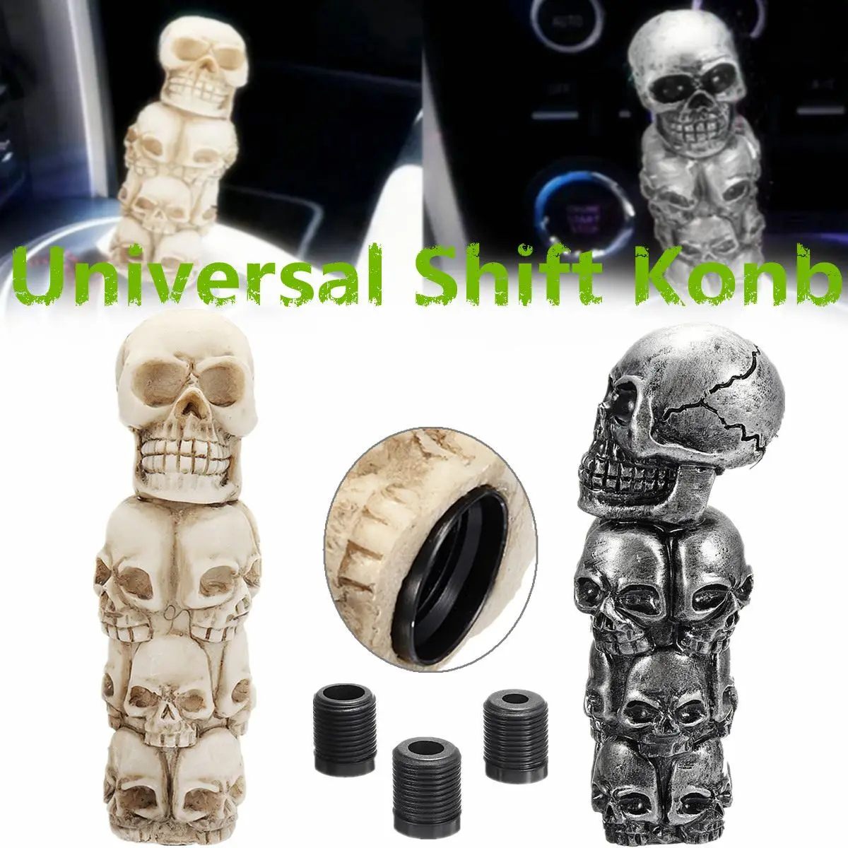 Universal Car Skull Head Manual Transmission Gear Shift Knob Skull Shifter Lever Stick with Adapter
Universal Car Skull Head Manual Transmission Gear Shift Knob Skull Shifter Lever Stick with Adapter