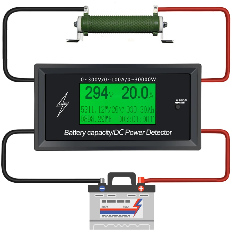 100A 300V DC Energy Meter Energy Monitoring 8 in 1 Measurement Voltage+Current+Power+Battery+Impedance+Temperature+Time+ Energy
100A 300V DC Energy Meter Energy Monitoring 8 in 1 Measurement Voltage+Current+Power+Battery+Impedance+Temperature+Time+ Energy