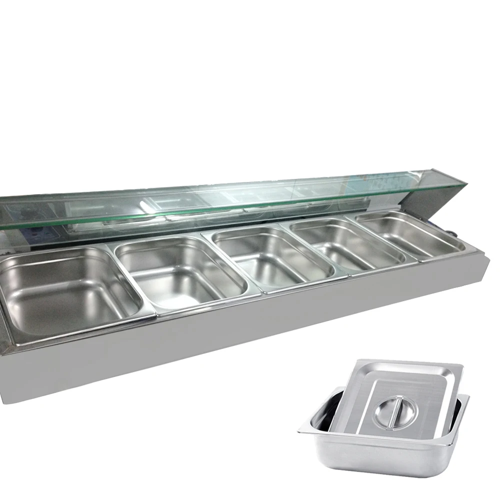 

Commercial Buffet Bain Marie Food Warmer Glass Top Restaurant Food Warming Machine Stainless Steel Soup Pool