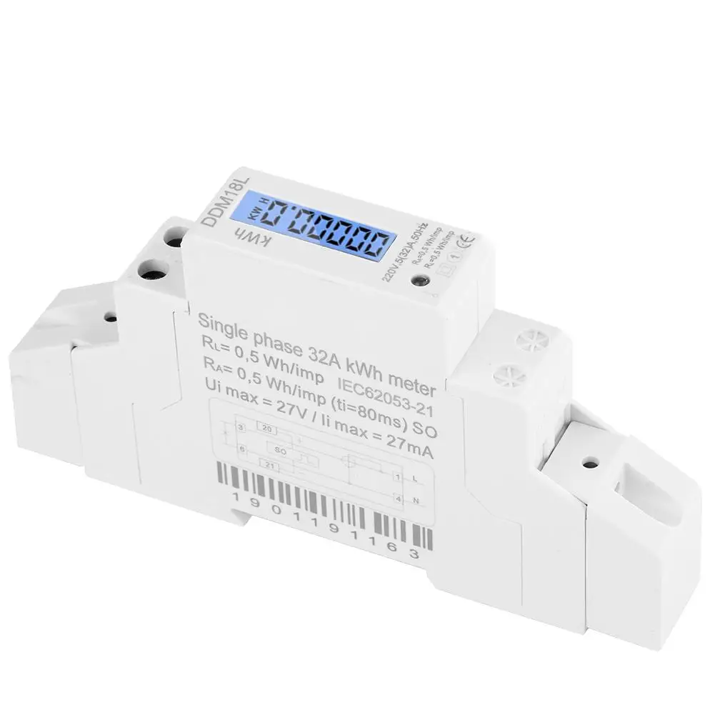 1 Pcs Electricity Meter LCD Digital Display Single Phase Din Rail Electricity Power Consumption Energy Meter 5-32A
1 Pcs Electricity Meter LCD Digital Display Single Phase Din Rail Electricity Power Consumption Energy Meter 5-32A