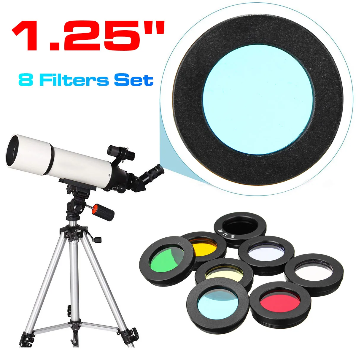 8pcs Astronomical Telescope Filter Kit Filter Nebula Moon Sun Filter Telescope Eyepiece Accessories Optical Filter Screw Thread
8pcs Astronomical Telescope Filter Kit Filter Nebula Moon Sun Filter Telescope Eyepiece Accessories Optical Filter Screw Thread