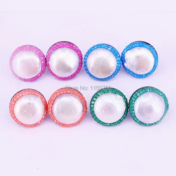 5Pair New popular mix color earrings natural pearls pave resin round shape Studs Earring jewelry
5Pair New popular mix color earrings natural pearls pave resin round shape Studs Earring jewelry