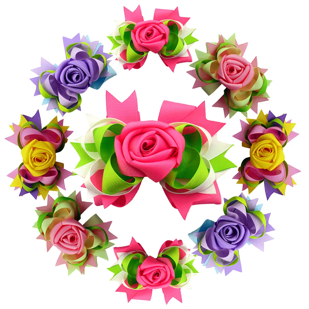 Large Rose Flower Hair Bows Girls 5" Big DIY Stacked Grosgrain Bow Ribbon Lined Clips Child Hair Clips Kids Hair Accessories
Large Rose Flower Hair Bows Girls 5" Big DIY Stacked Grosgrain Bow Ribbon Lined Clips Child Hair Clips Kids Hair Accessories