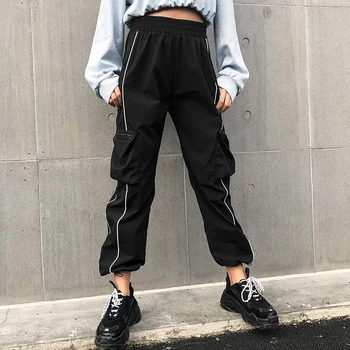 SUCHCUTE Harajuku Casual Black Cargo Pants Women Stripes Elastic High Waist Pants Capris Streetwear Korean Sweatpants Joggers
SUCHCUTE Harajuku Casual Black Cargo Pants Women Stripes Elastic High Waist Pants Capris Streetwear Korean Sweatpants Joggers