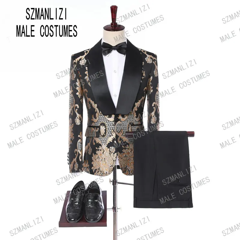 New 2019 Classic Golden Embroidery Men Suits For Groom Tuxedos Costume Homme Groomsmen Mens Wedding Prom Suits Best Man Blazer
New 2019 Classic Golden Embroidery Men Suits For Groom Tuxedos Costume Homme Groomsmen Mens Wedding Prom Suits Best Man Blazer