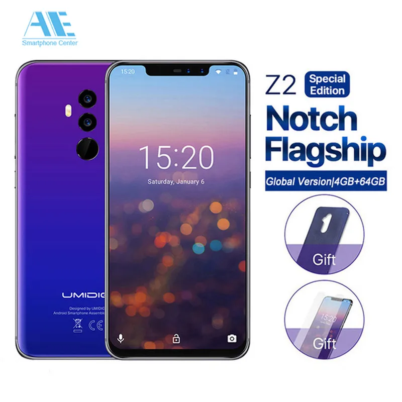 UMIDIGI Z2 Special Edition 6.2" FHD+ Full Display 4GB+64GB Mobile Phone Android 8.1 Helio Quad Cams Global Version Smartphone
UMIDIGI Z2 Special Edition 6.2" FHD+ Full Display 4GB+64GB Mobile Phone Android 8.1 Helio Quad Cams Global Version Smartphone