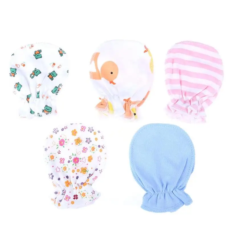 5 Pairs/set Cute Safety Gloves Newborn Cotton Four Seasons Full Soft Peint Infant Prevent baby scratching face | Мать и ребенок