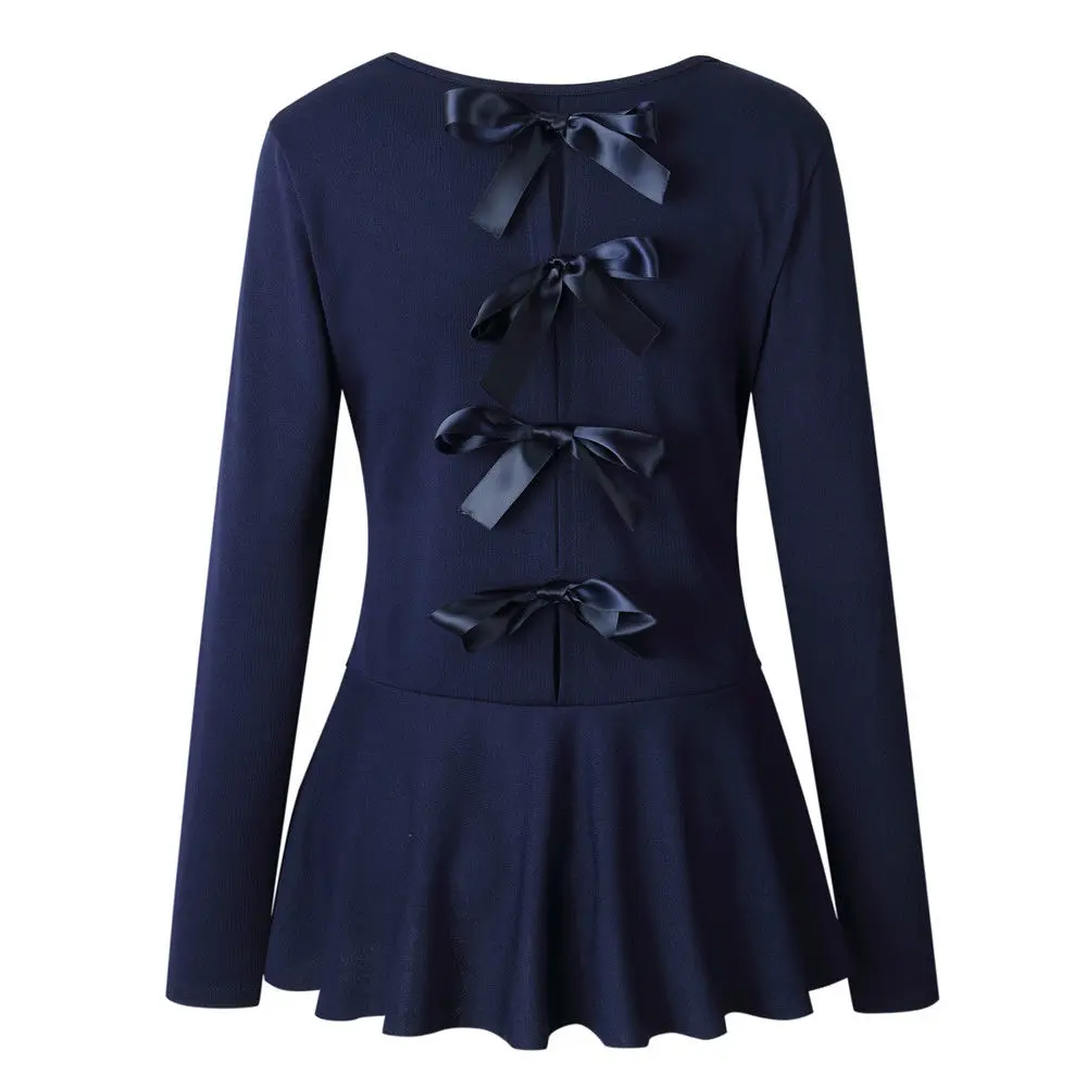 Fashion Womens Back Bowknot Ruched Peplum Top Blouse Clothing Casual Long Sleeve Ladies Pink Slim Tops Autumn
Fashion Womens Back Bowknot Ruched Peplum Top Blouse Clothing Casual Long Sleeve Ladies Pink Slim Tops Autumn