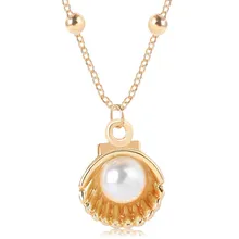 Promoção mar mexilhão branco pérola colares mulheres artesanal de alta qualidade liga colares para festa de casamento colares jóias(China)