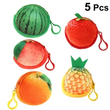 5 pcs 3D Frutas Bolsa Da Moeda Saco De Armazenamento Titular Carteira da Corrente Chave Anel Keychain Keying Pingente Pendurado Para As Mulheres Meninas senhora Moeda Dinheiro(China)