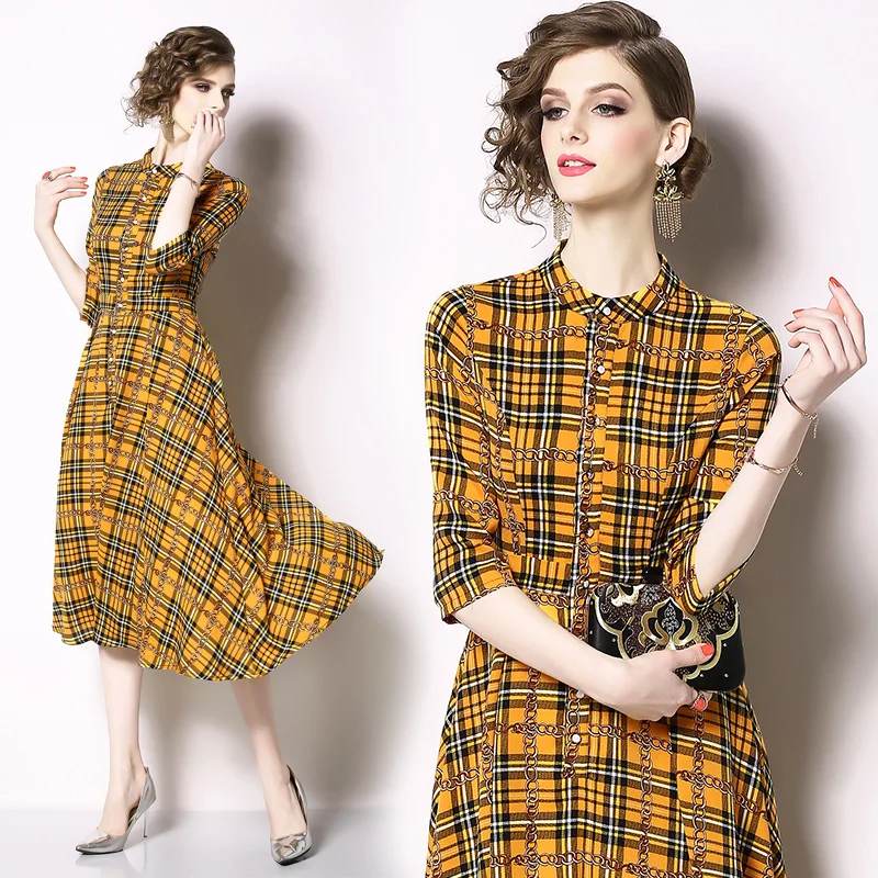 2019 Designer Runway dress Summer Women Dress plaid Stripe Print Slim Elegant Pleated Dresses beach casual style
2019 Designer Runway dress Summer Women Dress plaid Stripe Print Slim Elegant Pleated Dresses beach casual style