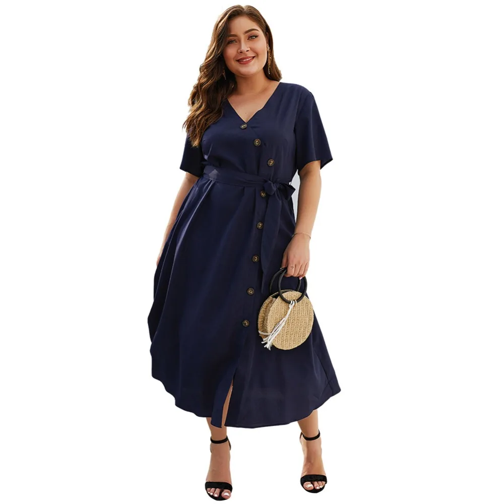XL-4XL Plus Size Dress Women Elegant Celebrity Button Sashes High Waist Oversized Dress Ladies Casual Sexy V-Neck Party Dresses
XL-4XL Plus Size Dress Women Elegant Celebrity Button Sashes High Waist Oversized Dress Ladies Casual Sexy V-Neck Party Dresses