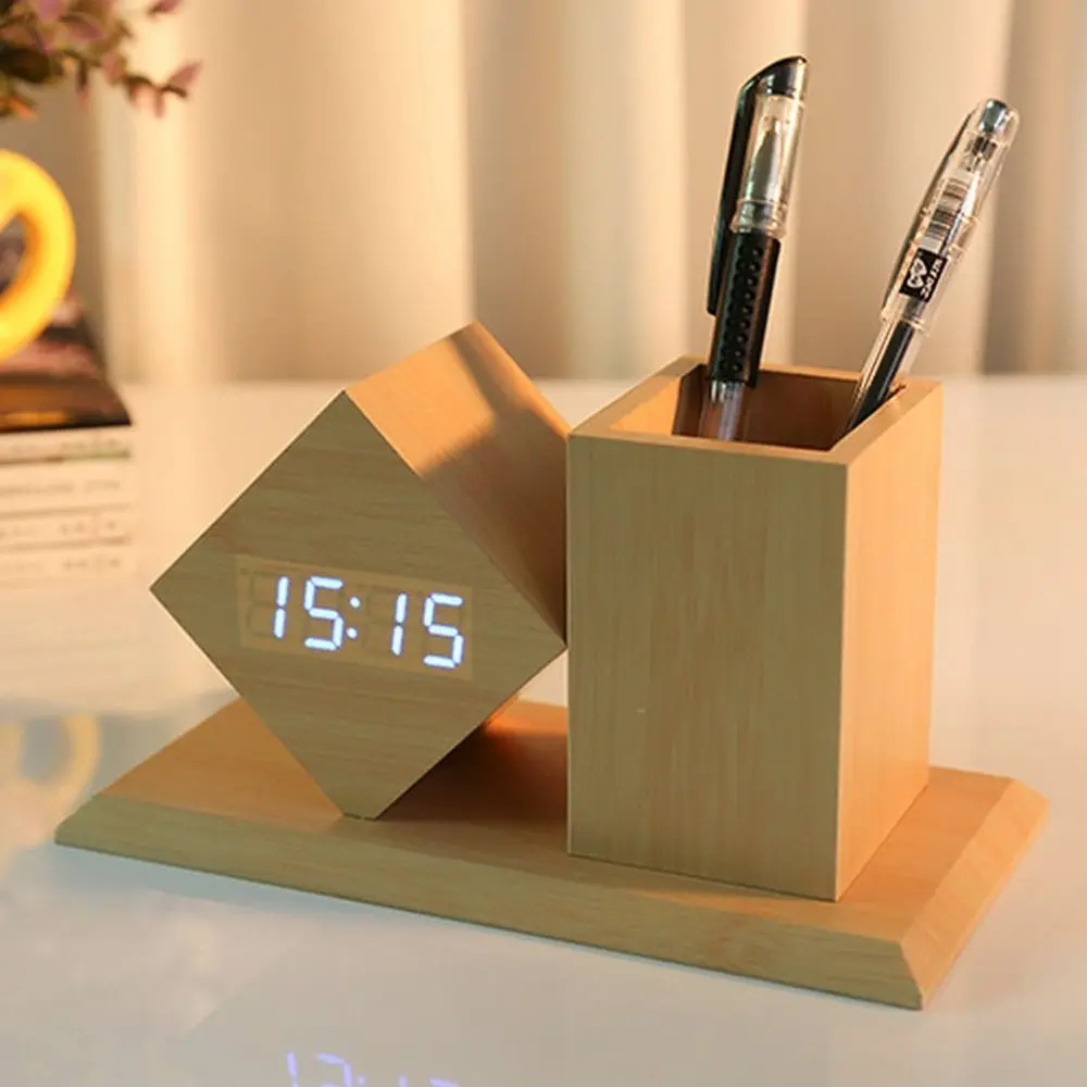 LED Alarm Clock Equiped with Pen Case Digital Mute Clock Despertador Temperature Sounds Control LED Display Desktop Table Clocks
LED Alarm Clock Equiped with Pen Case Digital Mute Clock Despertador Temperature Sounds Control LED Display Desktop Table Clocks